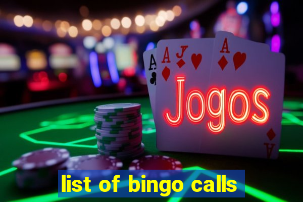 list of bingo calls