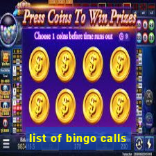 list of bingo calls